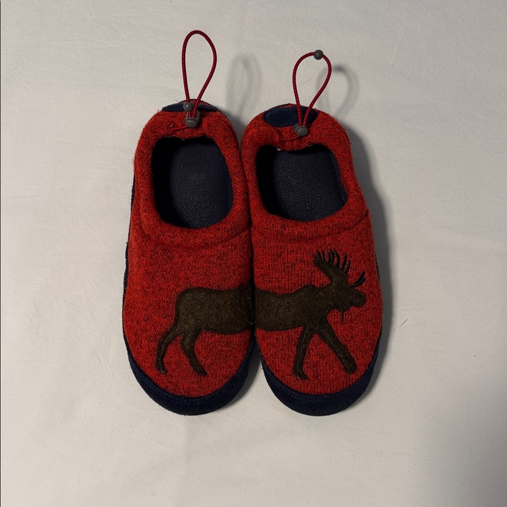 LL Bean Kids Red Moose Slippers